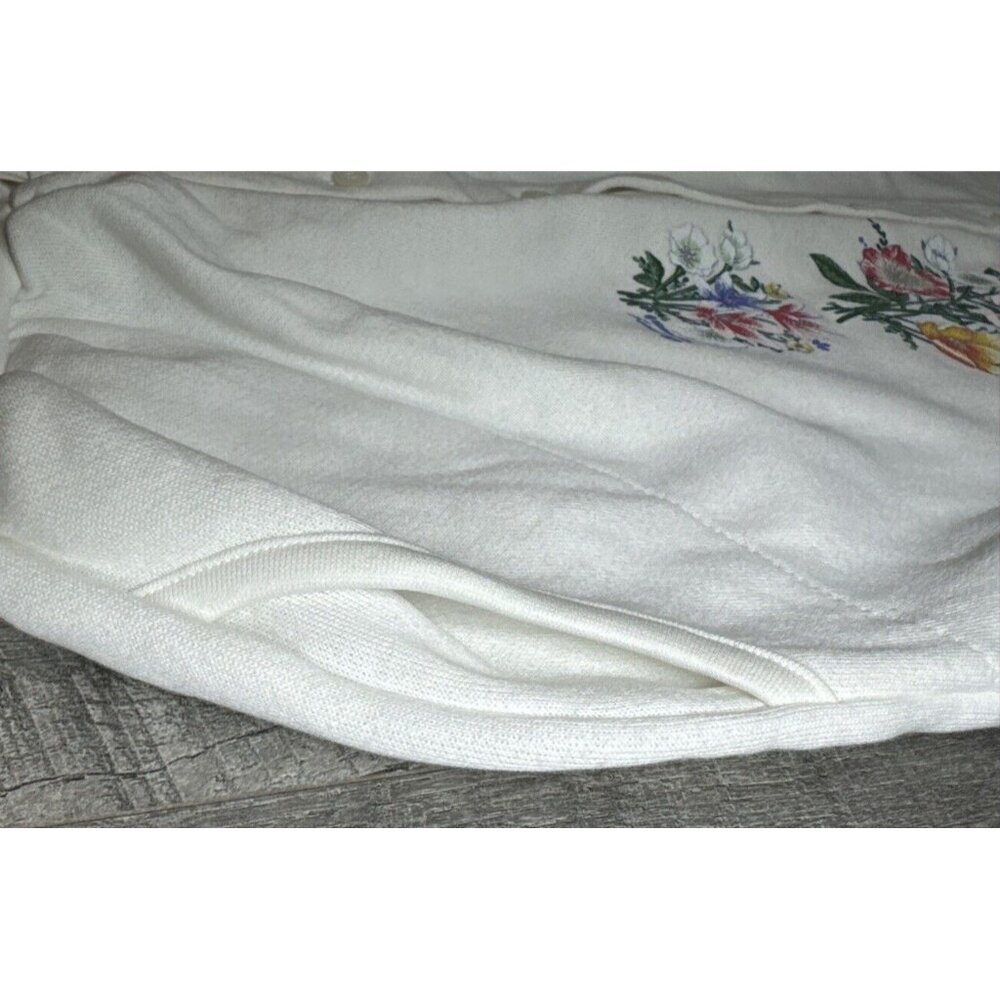 Vintage Morning‎ Sun Sweatshirt Grandma Flower Button Up White USA Made NEW - Picture 7 of 12